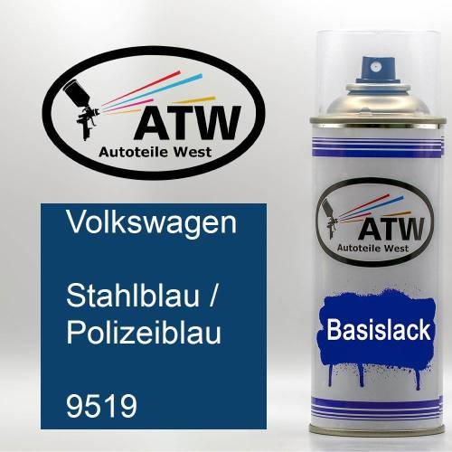 Volkswagen, Stahlblau / Polizeiblau, 9519: 400ml Sprühdose, von ATW Autoteile West.